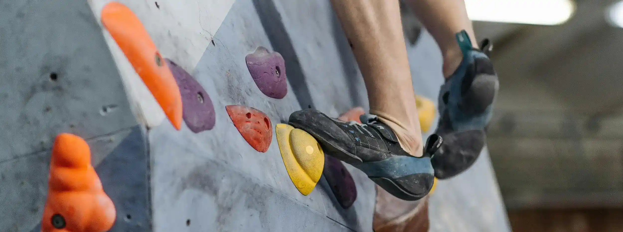 rock climbing closeup of shoe